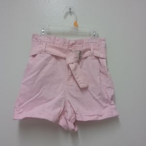 Baby pink paper bag shorts